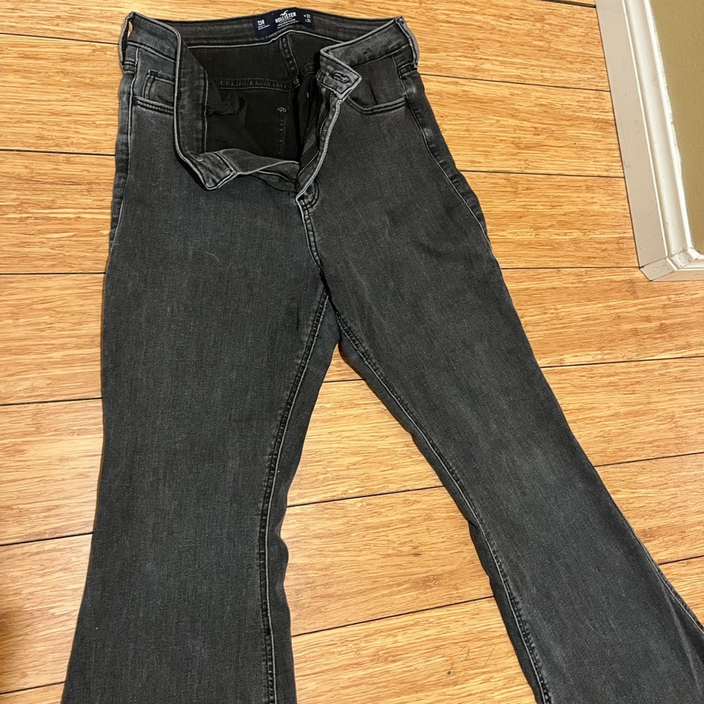 High Rise Flare Faded Black Jeans Soft Size 13R